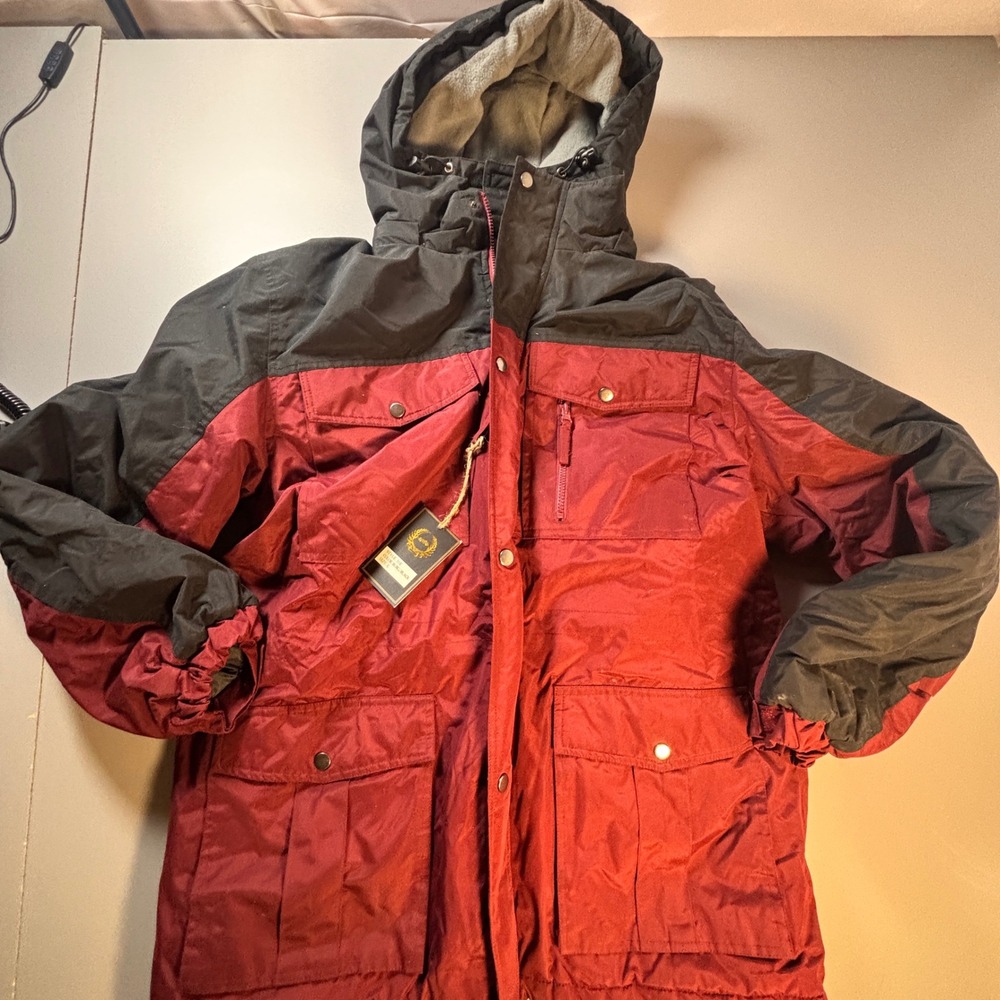 NWT Jack Frost Burgundy Black Detachable‎ Hooded Winter Snowboard Jacket Large
